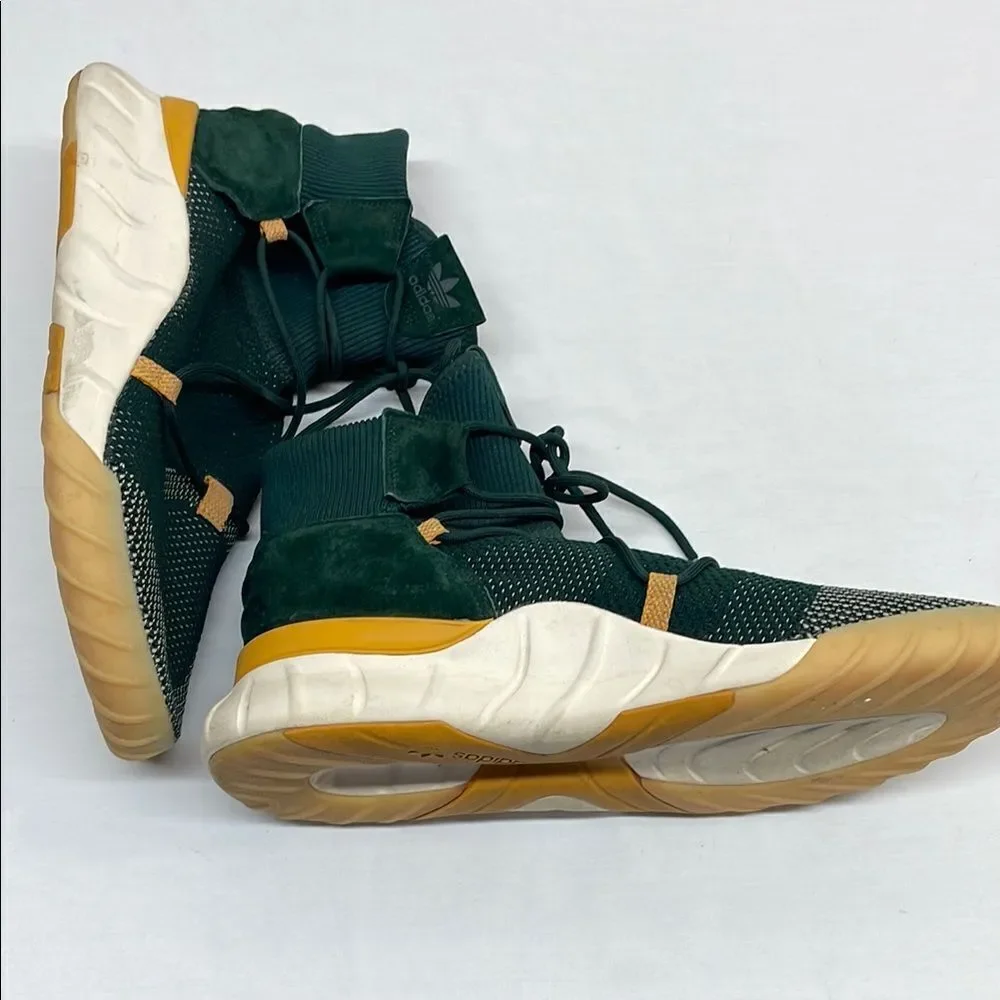 Adidas Tubular Primeknit Green and Tan (almost gold) High-Top Sneakers Size 12